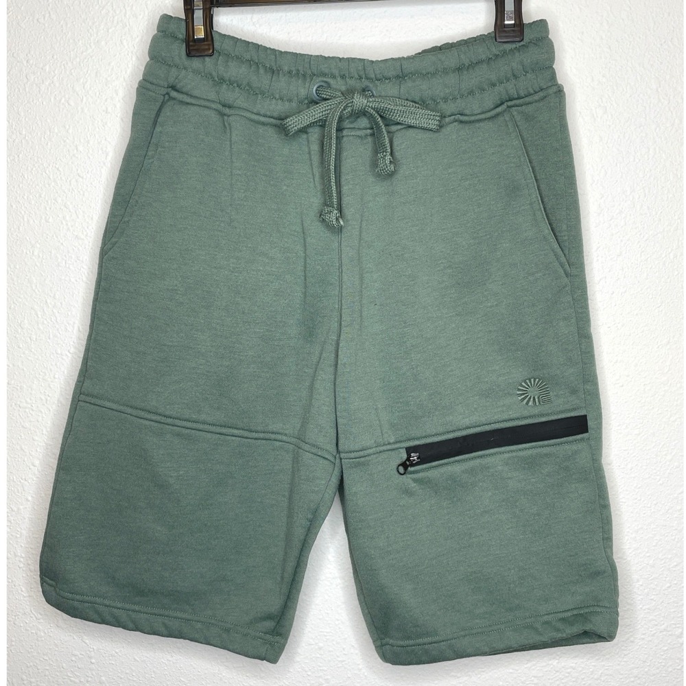 Akademiks Mens Shorts Fleece Cargo Zipper Pocket Medium Green